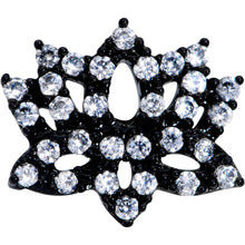 20G 1/4 Clear CZ Gem Black Lotus Flower Nose Bone
