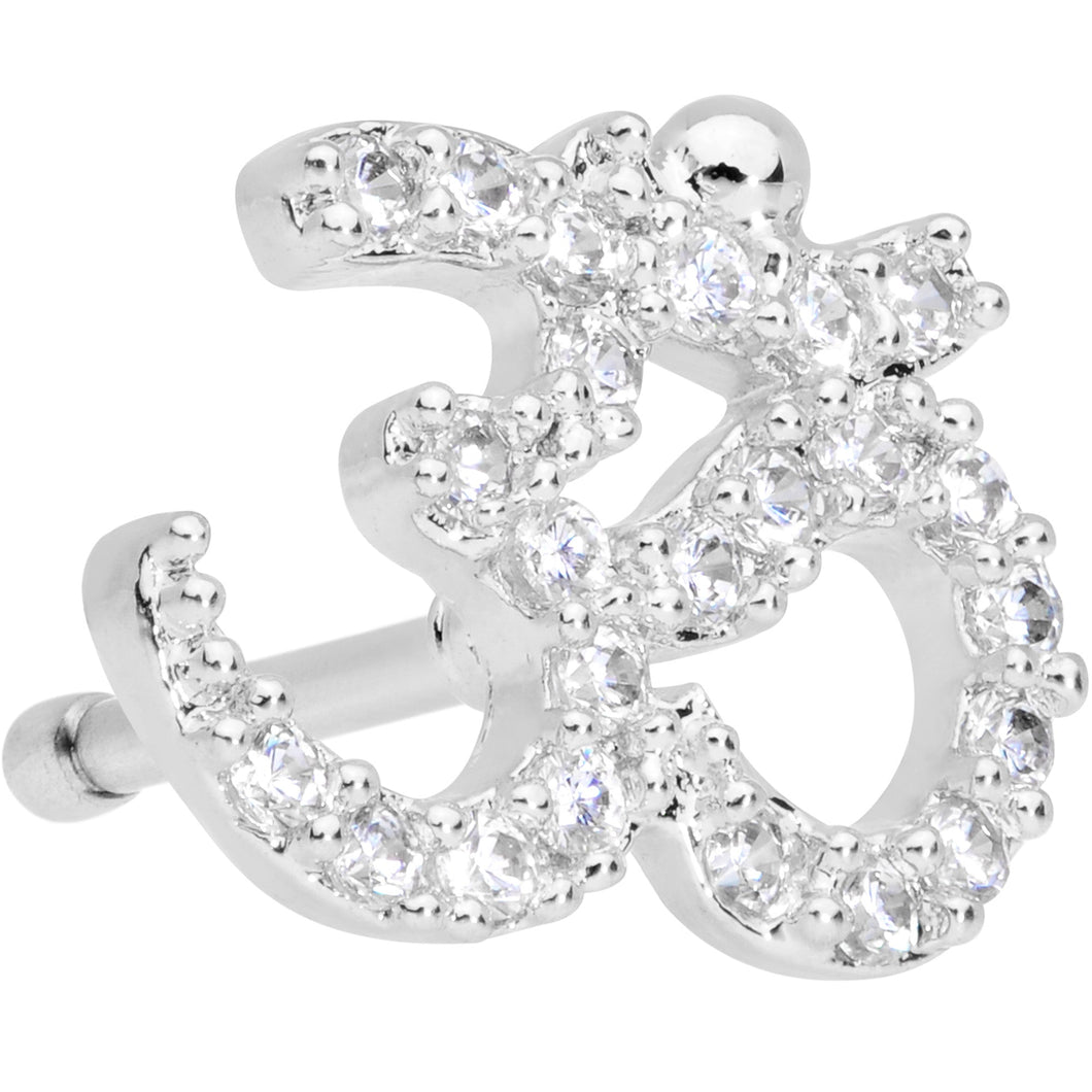 20G 1/4 Clear CZ Gem Amazing Om Nose Bone