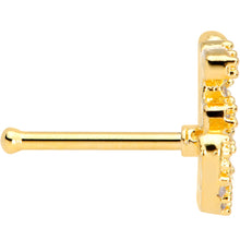 20G 1/4 Clear CZ Gem Gold Tone Amazing Om Nose Bone