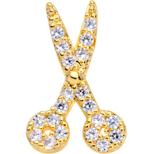 18G 3/8 Clear CZ Gem Gold Tone Shears Scissors Nose Hoop