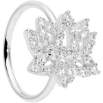 18G 3/8 Clear CZ Gem Lotus Flower Nose Hoop