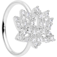18G 3/8 Clear CZ Gem Lotus Flower Nose Hoop