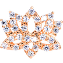 18G 3/8 Clear CZ Gem Rose Gold Tone Lotus Flower Nose Hoop