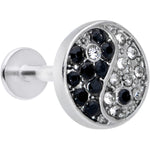 16G 5/16 Clear Black Gem Yin Yang Labret Monroe Tragus