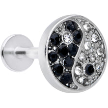 16G 5/16 Clear Black Gem Yin Yang Labret Monroe Tragus