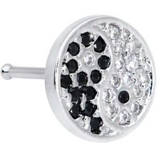 20G 1/4 Clear Black CZ Gem Yin Yang Nose Bone