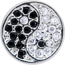 18G 3/8 Clear Black CZ Gem Yin Yang Nose Hoop