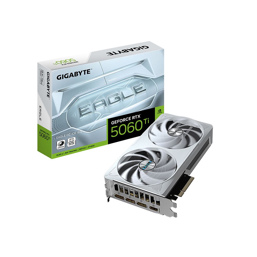 Gigabyte NVIDIA GeForce RTX 5060 Ti Eagle ICE Overclocked Dual Fan 16GB GDDR7 PCIe 5.0 Graphics Card