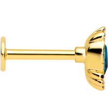16G 5/16 Green Gem Gold Tone Teardrop Labret Monroe Tragus