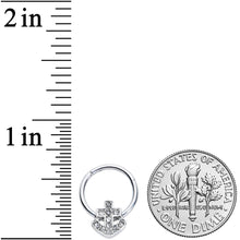16G 3/8 Clear Gem Nautical Anchor Hinged Segment Ring