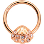 16G 3/8 Clear Gem Rose Gold Tone Shell Hinged Segment Ring
