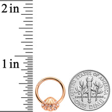 16G 3/8 Clear Gem Rose Gold Tone Shell Hinged Segment Ring