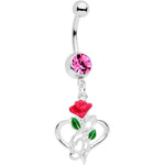 Pink Gem Heart Music Valentines Day Dangle Belly Ring
