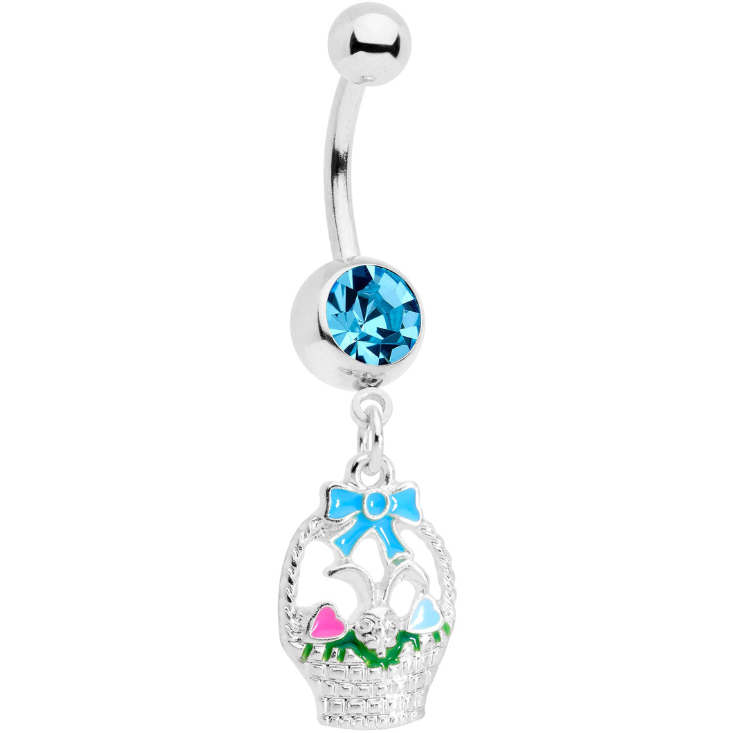 Blue Gem Easter Basket Dangle Belly Ring
