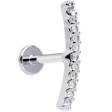 16G 1/4 Clear CZ Gem Curve Internal Thread Labret Monroe Tragus