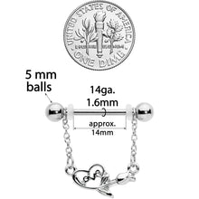 14G 11/16 Love Rose Dangle Nipple Ring Set