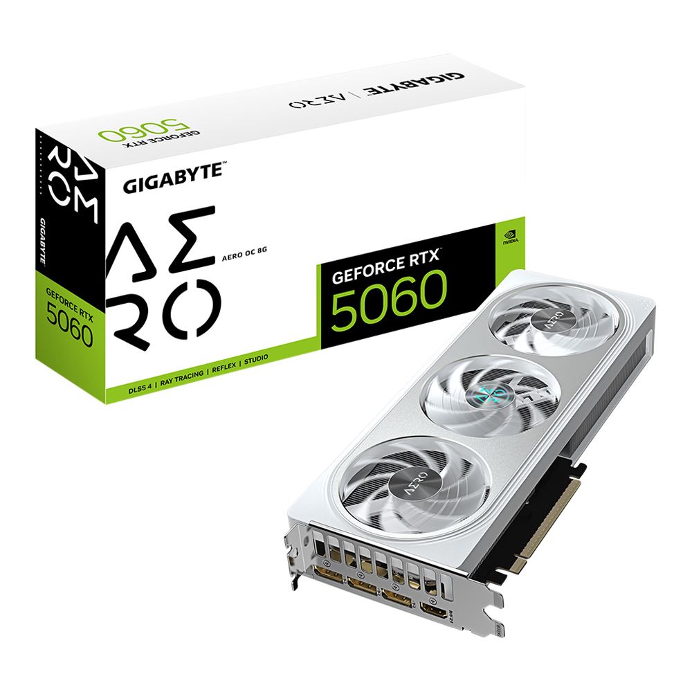 Gigabyte NVIDIA GeForce RTX 5060 AERO Overclocked Triple Fan 8GB GDDR7 PCIe 5.0 Graphics Card