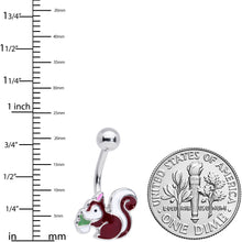 Brown White Snacking Squirrel Belly Ring