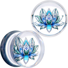 Clear Blue Acrylic Lotus Flower Saddle Plug Set