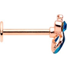 16G 5/16 Blue Gem Rose Gold Tone Mermaid Labret Monroe Tragus