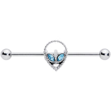 14G Aqua Gem Hollow Alien Industrial Barbell 38mm