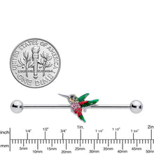 14G Red Pink Gem Green Hummingbird Industrial Barbell 38mm