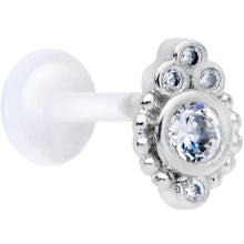 16G 5/16 Clear Gem Flexible Bioplast Teardrop Labret Monroe Tragus