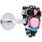 16G 5/16 Black Gem Pink Orb Owl Labret Monroe Tragus