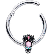 16G 3/8 Black Gem Pink Orb Owl Septum Ring