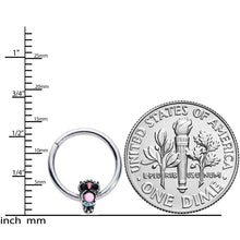 16G 3/8 Black Gem Pink Orb Owl Septum Ring