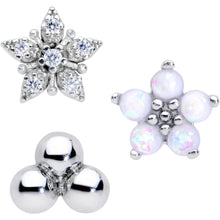 16G 5/16 CZ Gem White Faux Opal Bioplast Labret Tragus Set of 3