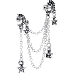 16G 1/4 Clear Gem Moon Star Triple Dangle Cartilage Chain Earring