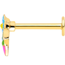 16G 5/16 Yellow Gem Gold Tone Neon Flower Labret Monroe Tragus