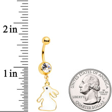 Clear Gem Gold Tone Glow in the Dark Easter Bunny Dangle Belly Ring