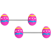 14G 9/16 Pink Easter Egg Barbell Nipple Ring Set