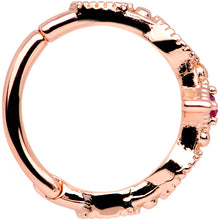 16G 3/8 Red Gem Rose Gold Tone Regal Cats Eye Hinged Segment Ring