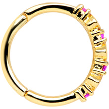 16G 3/8 Clear Red CZ Gem Gold Tone Hearts Hinged Segment Ring