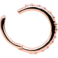 16G 3/8 Clear CZ Gem Rose Gold Tone Subtle Hinged Segment Ring