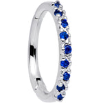 16G 3/8 Blue CZ Gem Zig Zag Hinged Segment Ring