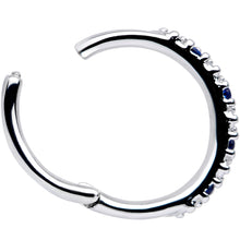16G 3/8 Blue CZ Gem Zig Zag Hinged Segment Ring