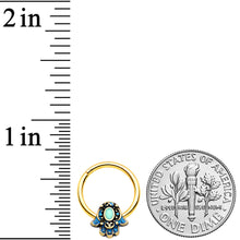 16G 3/8 Gold Tone Aqua Ornate Hamsa Hand Septum Ring