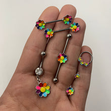 20G 5/16 Rainbow Hippie Flower Nose Hoop