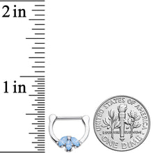 16G 3/8 Blue Faux Opal Triad Cartilage Clicker
