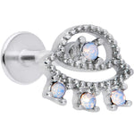 16G 5/16 White Faux Opal UFO Labret Monroe Tragus