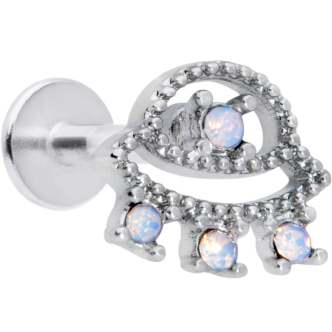 16G 5/16 White Faux Opal UFO Labret Monroe Tragus