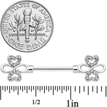 14G 9/16 Clear Gem Heart Shamrock Barbell Nipple Ring Set