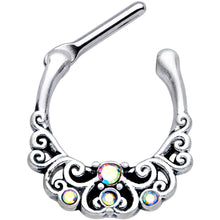 16G 3/8 Aurora Gem Scrolling Hearts Cartilage Clicker