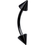 16G 3/8 Black Anodized Cone End Curved Eyebrow Ring