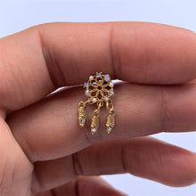 16G 1/4 Aurora CZ Gold Tone Dreamcatcher Feather Dangle Cartilage
