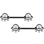 14G 9/16 White Faux Opal Black UFO Barbell Nipple Ring Set